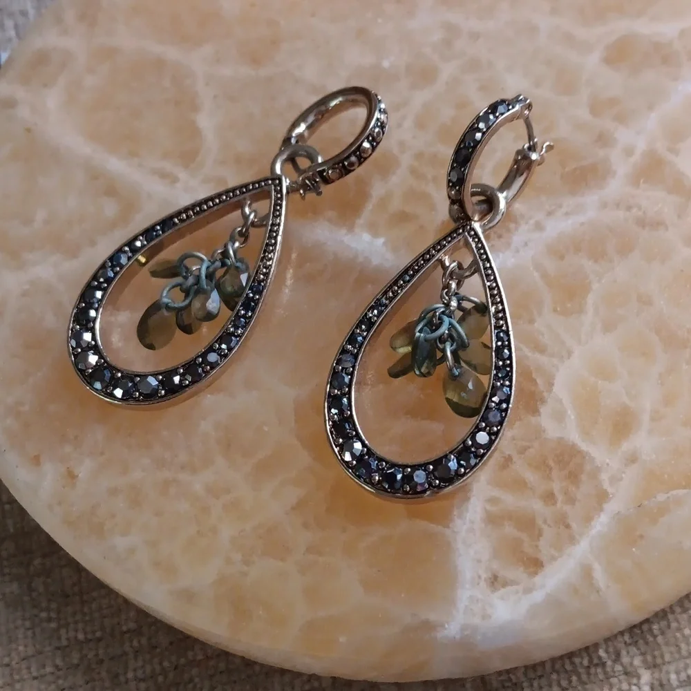 Monet Gold Tone Large Tear Drop Dangle Earrings